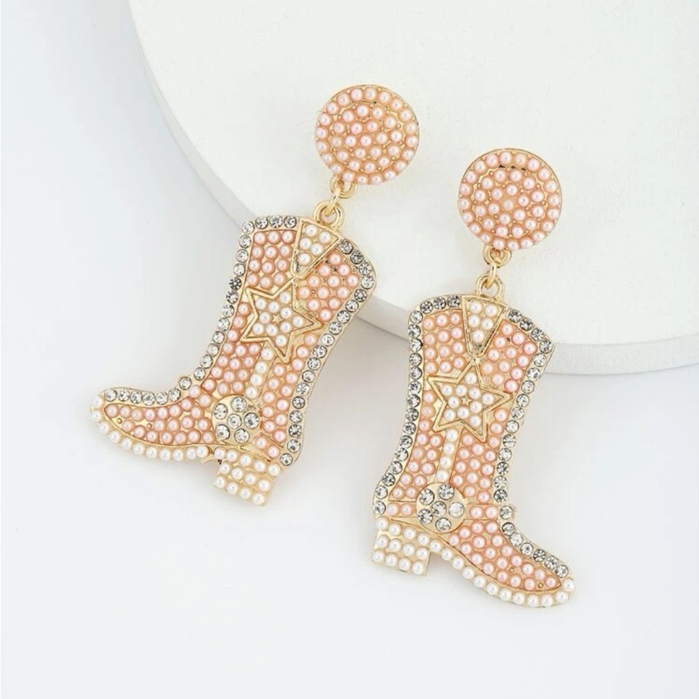 COWGIRL Rhinestone Boot Earrings